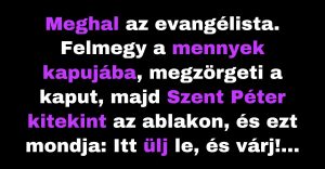 A mennyország kapujában találkozik az evangélista és az autóbuszsofőr (Vicc)