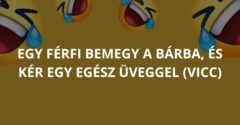Egy férfi bemegy a bárba, és kér egy egész üveggel (Vicc)