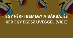Egy férfi bemegy a bárba, és kér egy egész üveggel (Vicc)