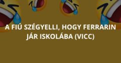 A fiú szégyelli, hogy Ferrarin jár iskolába (Vicc)