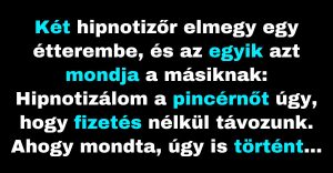 Két hipnotizőr hipnotizálja a közelükben levő embereket (Vicc)