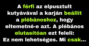 A férfi megkérdezi a plébánost, hogy eltemetné-e a kutyáját (Vicc)