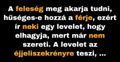 A feleség ki akarja deríteni, hogy hűséges-e a férje (Vicc)