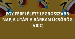 Egy férfi élete legrosszabb napja után a bárban ücsörög (Vicc)