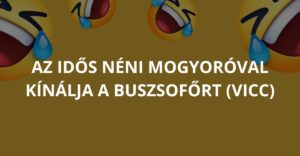 Az idős néni mogyoróval kínálja a buszsofőrt (Vicc)