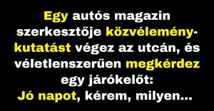 A szerkesztő kideríti, hogy az emberek milyen gyakran cserélnek olajat (Vicc)