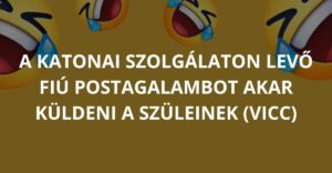 A katonai szolgálaton levő fiú postagalambot akar küldeni a szüleinek (Vicc)