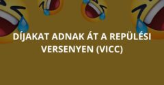 Díjakat adnak át a repülési versenyen (Vicc)