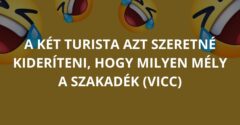 A két turista azt szeretné kideríteni, hogy milyen mély a szakadék (Vicc)