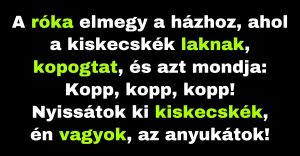 A róka a kiskecskék anyukájának adja ki magát, hogy túljárjon az eszükön (Vicc)