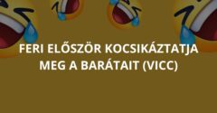 Feri először kocsikáztatja meg a barátait (Vicc)