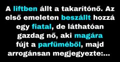 A liftben összefutnak a gazdag nők a takarítónővel (Vicc)