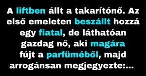 A liftben összefutnak a gazdag nők a takarítónővel (Vicc)