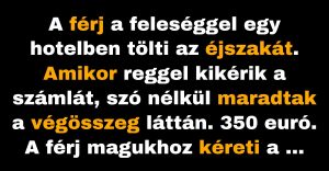 A házaspár rettenetes számlát kap a hotelben eltöltött éjszakáért. (Vicc)