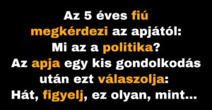 Az apa elmagyarázza a fiának, hogy mi is az a politika (Vicc)