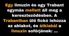 A limuzin sofőrje és a Trabant sofőrje összehasonlítják az autóikat (Vicc)