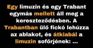 A limuzin sofőrje és a Trabant sofőrje összehasonlítják az autóikat (Vicc)