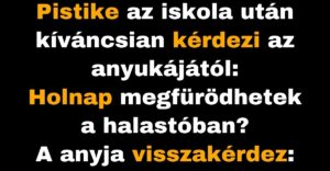 Pistike megmagyarázza az anyukájának, hogy miért vizes a haja (Vicc)