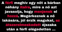 A férfi meghív egy nőt a bárban néhány italra (Vicc)