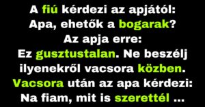 A fiú azon tűnődik, hogy ehetőek-e a bogarak (Vicc)