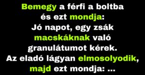 Az eladó nem hajlandó eladni egy férfinak a granulátumokat (Vicc)