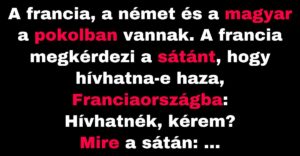 A francia, német és a magyar hívást intéznek a pokolból (Vicc)