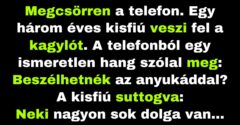 A hároméves kisfiú felveszi a telefont (Vicc)