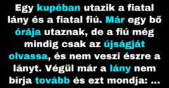 Egy kupéban utazik a fiatal lány és fiú (Vicc)