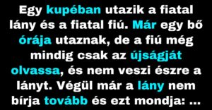 Egy kupéban utazik a fiatal lány és fiú (Vicc)