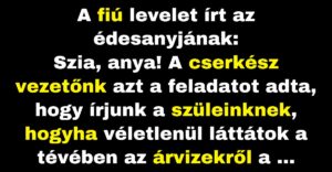 A fiú levelet írt az édesanyjának az élményeiről (Vicc)