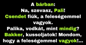 Pali elvitte a feleségét egy bárba (Vicc)