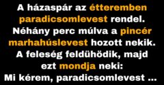 A házaspár megfizet a nemtörődöm pincérnek (Vicc)