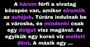 Három férfinak elromlik az autója a sivatag közepén (Vicc)