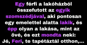 Egy férfi a szomszédjával beszélget a tapétázásról (Vicc)