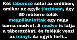 A két táborozó medvével találkozik az erdőben (Vicc)