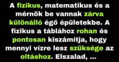 A fizikus, matematikus és a mérnök próbálják eloltani a tüzet (Vicc)