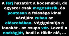 A férfi hazatért a kocsmából, majd ráesett a vázára (Vicc)