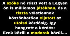 A szőkén kifog az utolsó kérdés a Legyen ön is milliomosban (Vicc)