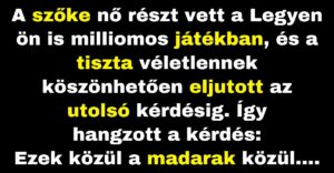 A szőkén kifog az utolsó kérdés a Legyen ön is milliomosban (Vicc)