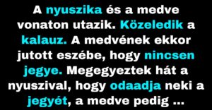 A medve kihasználta a nyuszikát a vonaton (Vicc)