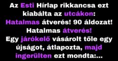 Az Esti Hírlap rikkancsa a saját újságját propagálta (Vicc)