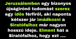 Az újságírónő beszélgetésre hívja az imádkozó férfit (Vicc)