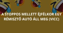 A stoppos mellett éjfélkor egy rémisztő autó áll meg (Vicc)