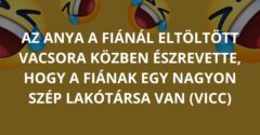 Az anya a fiánál eltöltött vacsora közben észrevette, hogy a fiának egy nagyon szép lakótársa van (Vicc)
