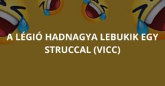 A légió hadnagya lebukik egy struccal (Vicc)