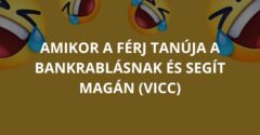 Amikor a férj tanúja a bankrablásnak és segít magán (Vicc)