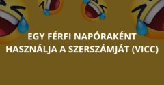 Egy férfi napóraként használja a szerszámját (Vicc)
